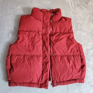 New Thread & Supply Puffer Vest Women M Red Full Zip Snap Gorpcore Nordstrom